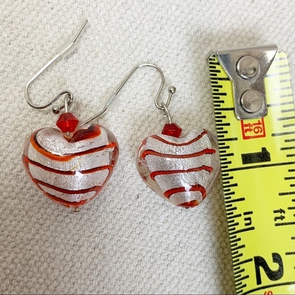 Glass Puffy Heart Earrings - Picture 5 of 5